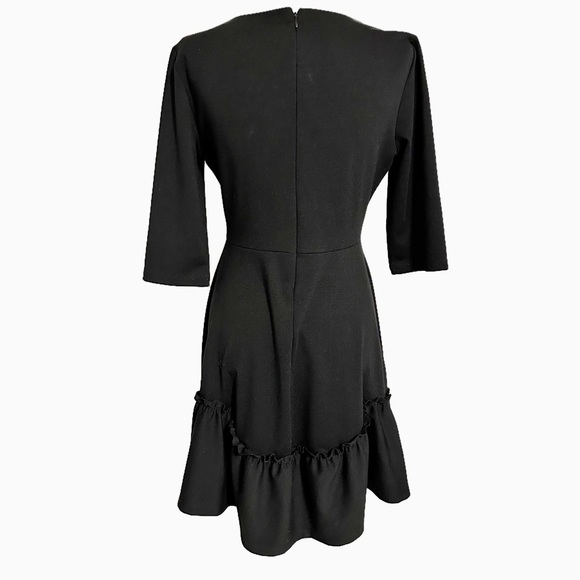 GAP Women's Black Fit and Flare 3/4 Sleeve Ruffled Tail Dress Size 10 - Picture 3 of 10